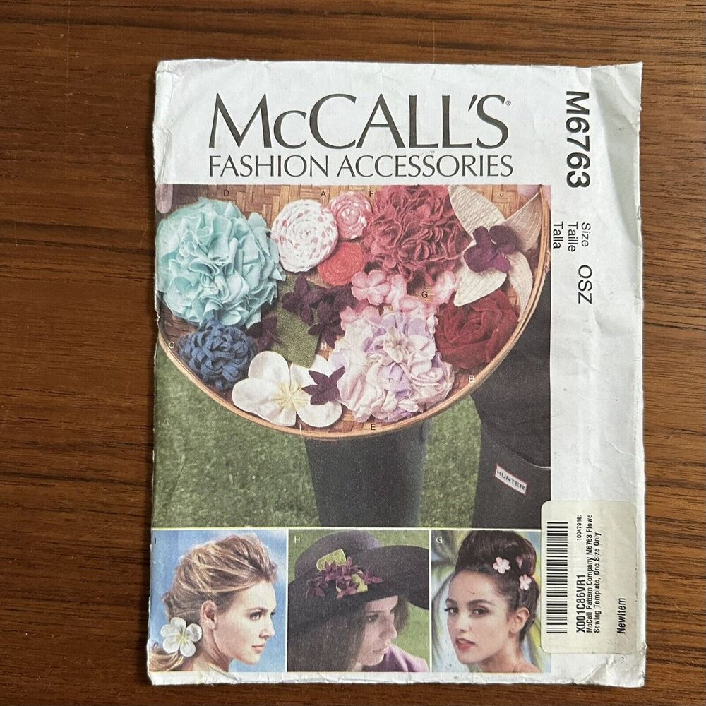 UNCUT McCall's Fashion Accessories Fabric Flowers M6763 New Sewing Pattern